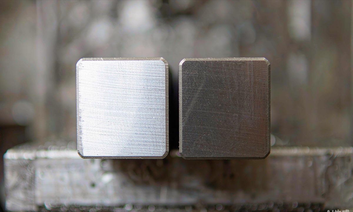 6061 and 7075 aluminium bar stock compared side by side
