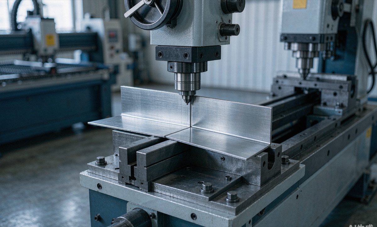 CNC press brake bending an aluminium sheet metal bracket in Renjiu's fabrication workshop