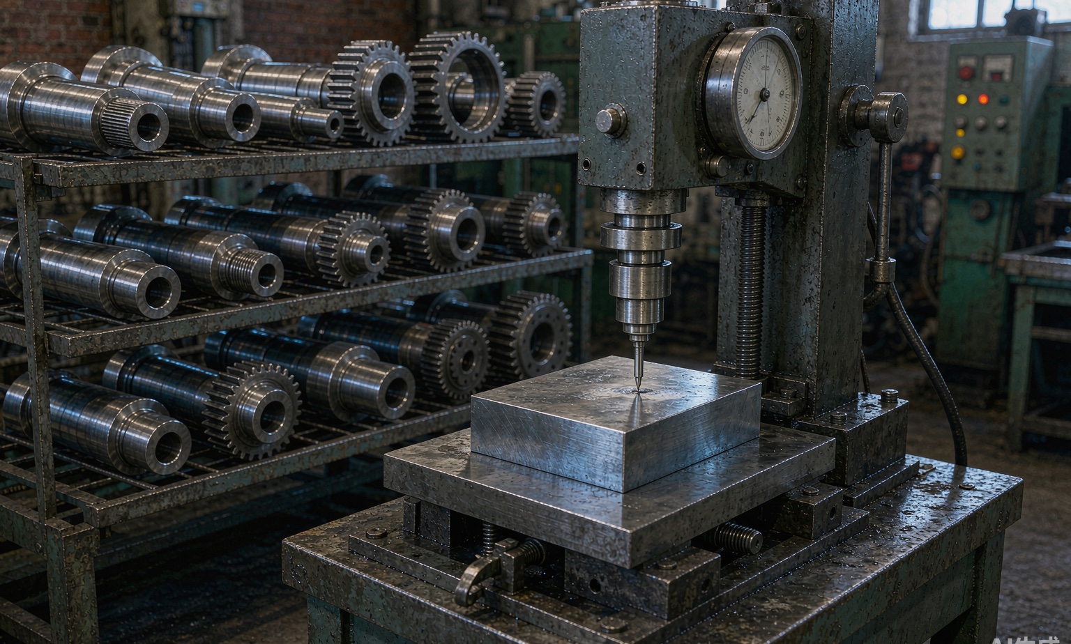 Heat treated quenched steel shafts and hardness testing after CNC machining